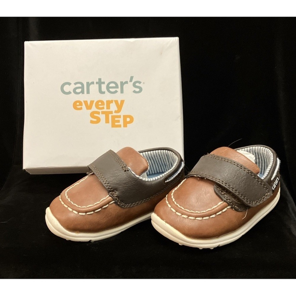 Carters Every Step Jaden Brown Walking Shoes Sz 5 Toddler Sneakers w/ Box